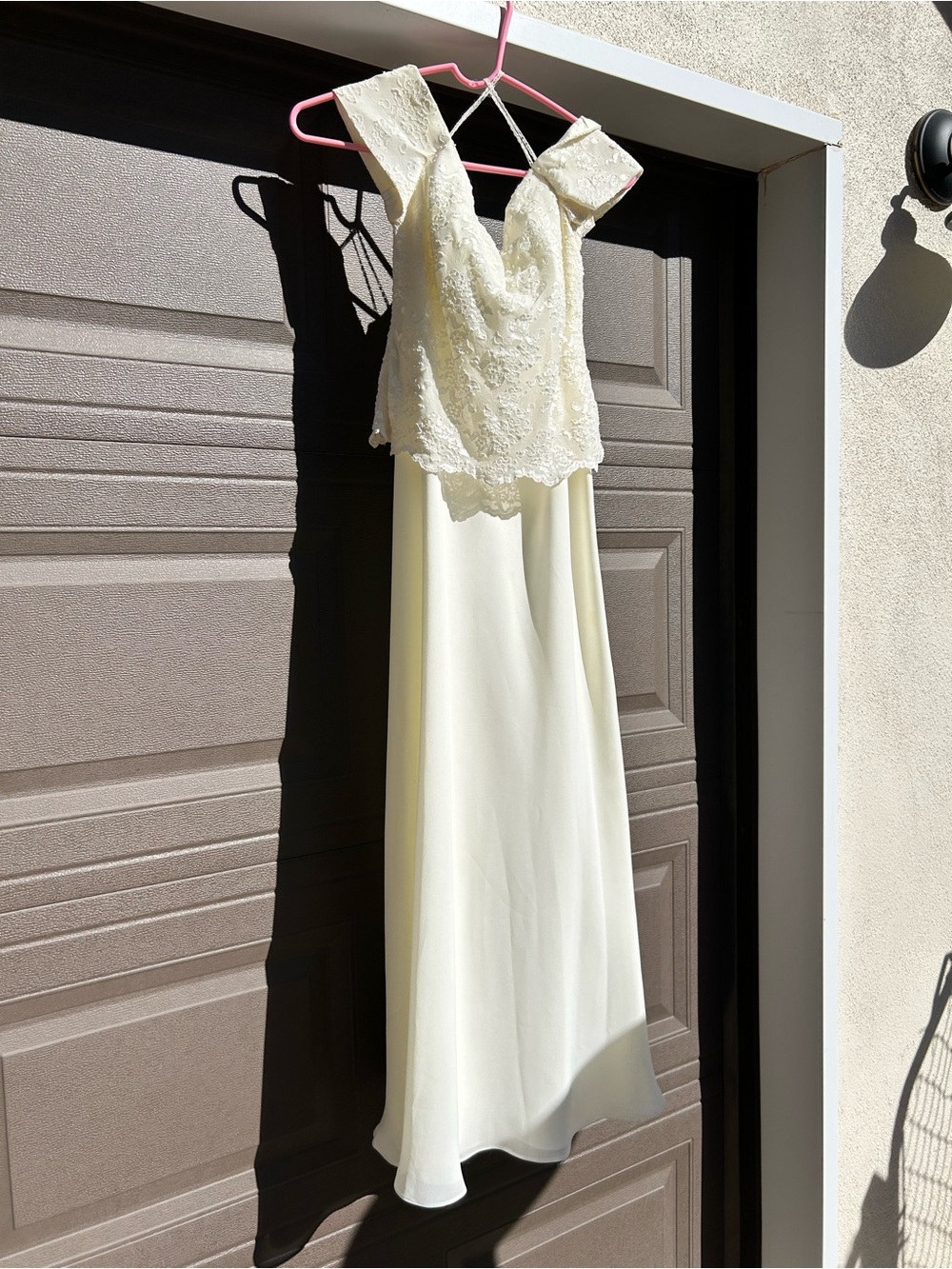 Cachet Ivory Lace Bodice Maxi Wedding Dress with Off-Shoulder Straps